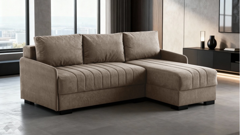 Ъглов диван Бета универсален ъгъл кафяв - изглед 1