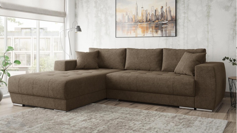 Ъглов диван Бомбай с посока кафяв - изглед 1