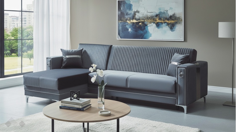 Ъглов диван Дестини универсален ъгъл сив - изглед 4