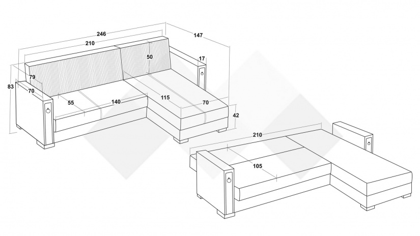 Ъглов диван Дестини универсален ъгъл сив - изглед 9