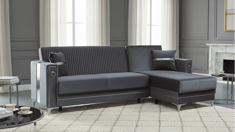 Ъглов диван Дестини универсален ъгъл сив - изглед 1