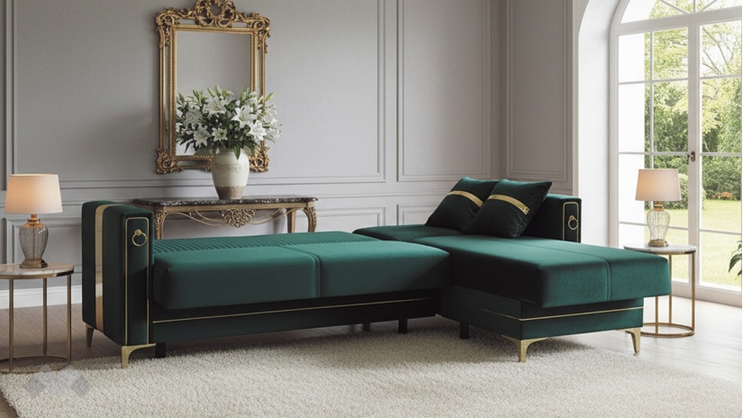 Ъглов диван Дестини универсален ъгъл зелен - изглед 7