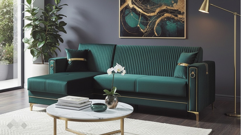 Ъглов диван Дестини универсален ъгъл зелен - изглед 4