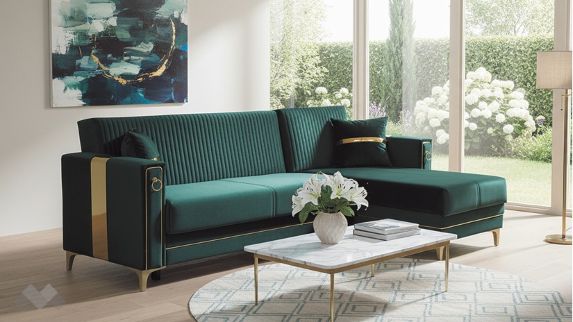 Ъглов диван Дестини универсален ъгъл зелен - изглед 1