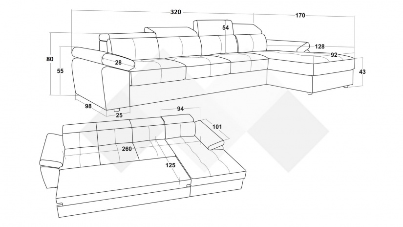 Ъглов диван Джент с посока кафяв - изглед 5