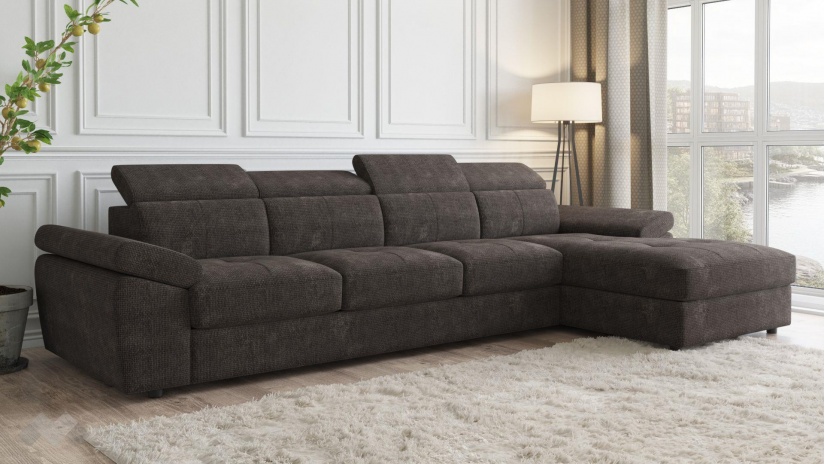 Ъглов диван Джент с посока кафяв - изглед 1