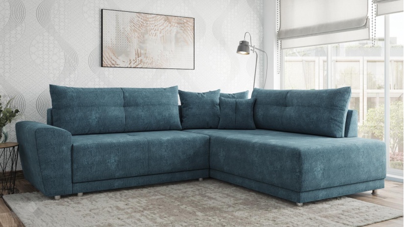 Ъглов диван Фабио с посока деним - изглед 1