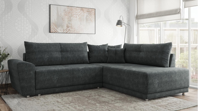 Ъглов диван Фабио с посока графит - изглед 1