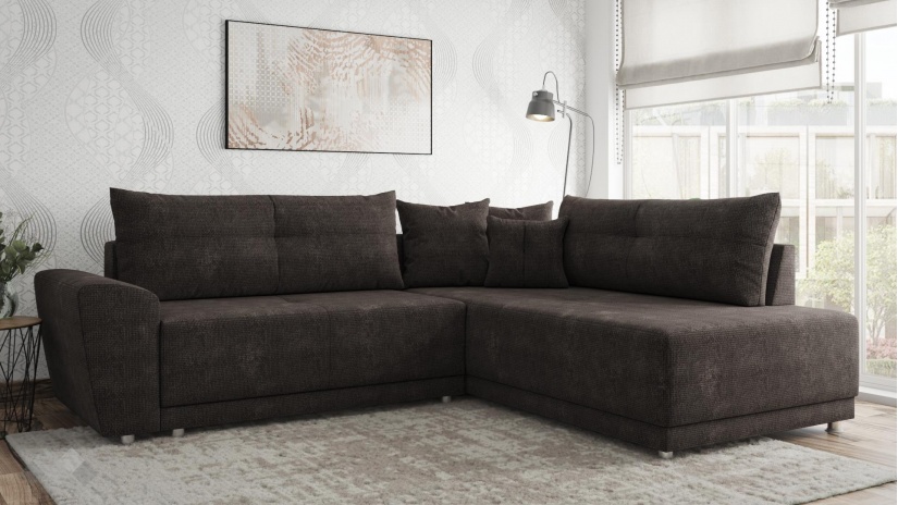 Ъглов диван Фабио с посока кафяв - изглед 1