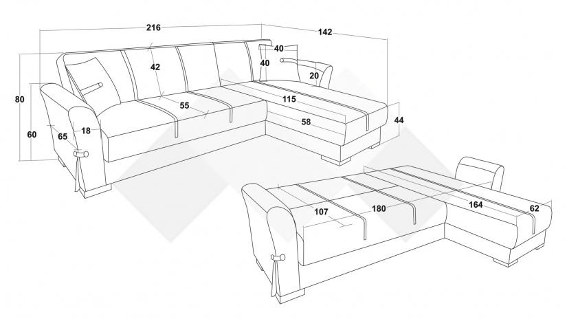 Ъглов диван Флоранс универсален ъгъл кафяв - изглед 9
