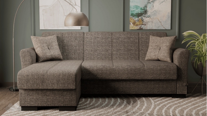 Ъглов диван Флоранс универсален ъгъл кафяв - изглед 4