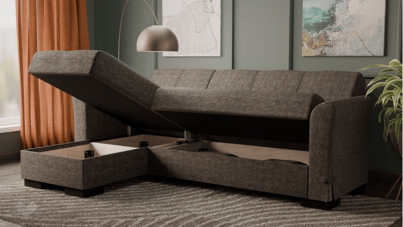 Ъглов диван Флоранс универсален ъгъл кафяв - изглед 6