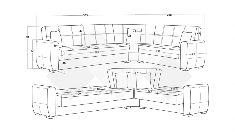 Ъглов диван Гранд универсален ъгъл зелен - изглед 11