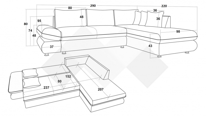 Ъглов диван Монтело с посока кафяв - изглед 5