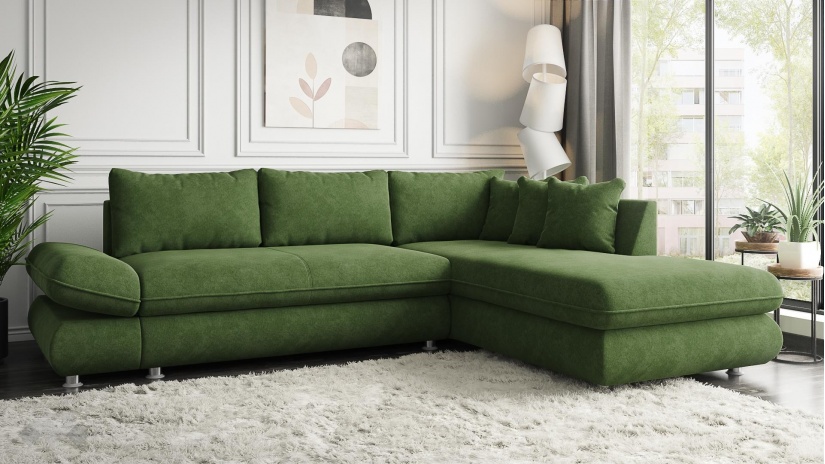 Ъглов диван Монтело с посока зелен - изглед 1