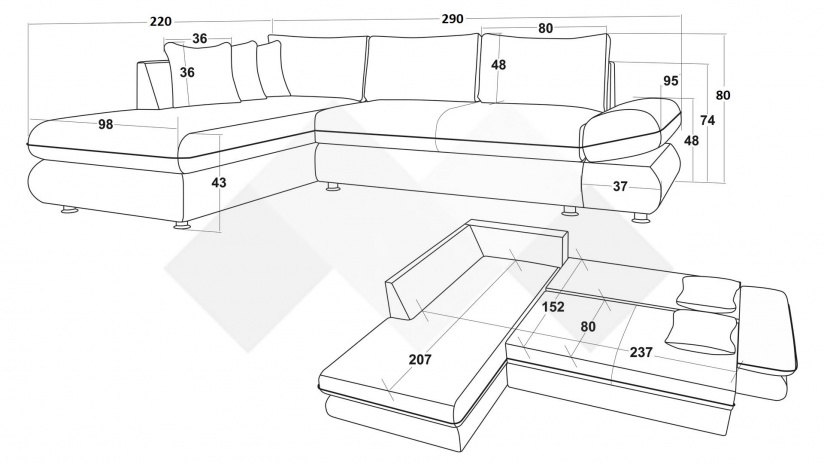 Ъглов диван Монтело с посока зелен - изглед 5