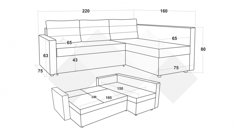 Ъглов диван Оливър универсален ъгъл кафяв с бежово - изглед 3