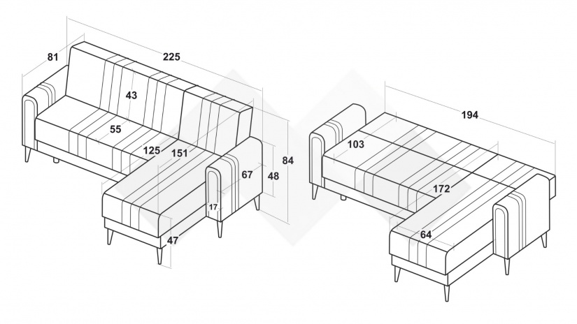 Ъглов диван Омега универсален ъгъл сив - изглед 11