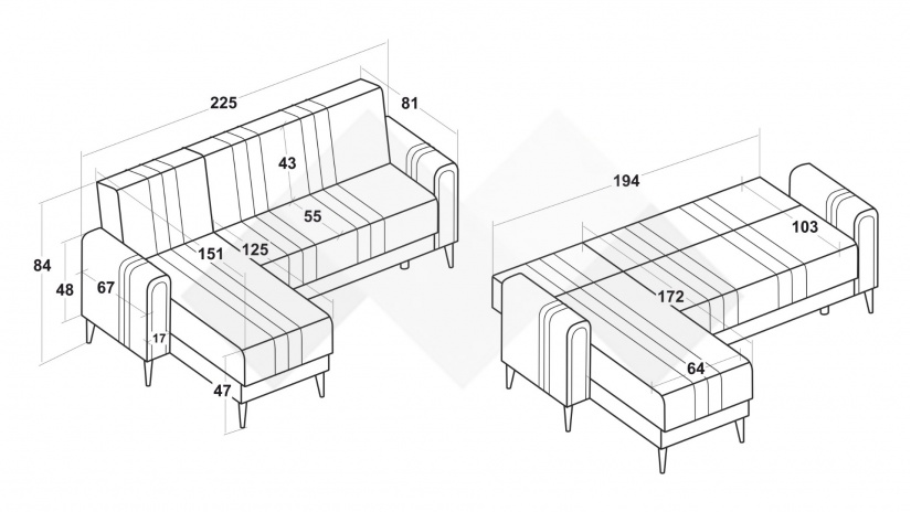Ъглов диван Омега универсален ъгъл сив - изглед 12