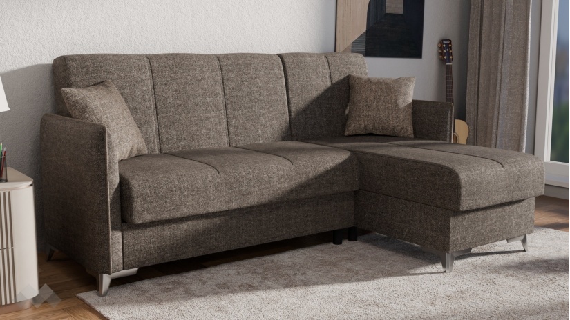 Ъглов диван Сафо универсален ъгъл кафяв - изглед 1 - МебелМаг Ъглов диван Сафо универсален ъгъл кафяв - изглед 1