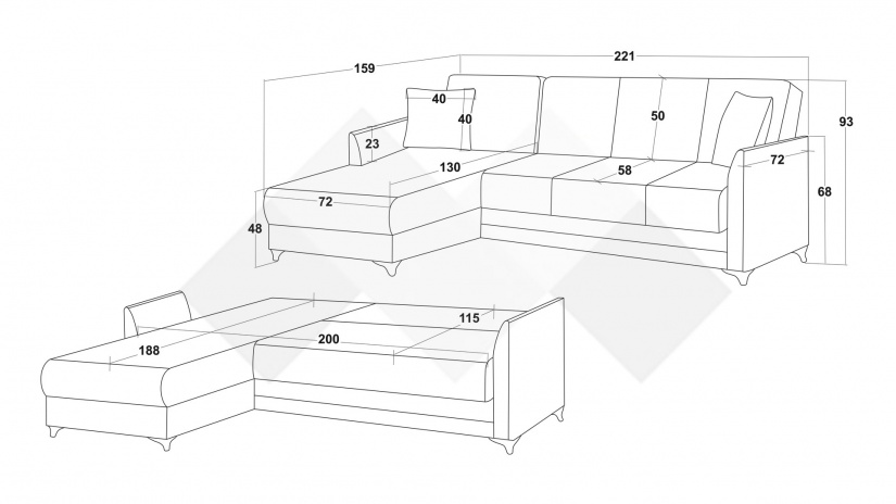 Ъглов диван Сафо универсален ъгъл кафяв - изглед 10 - МебелМаг Ъглов диван Сафо универсален ъгъл кафяв - изглед 10