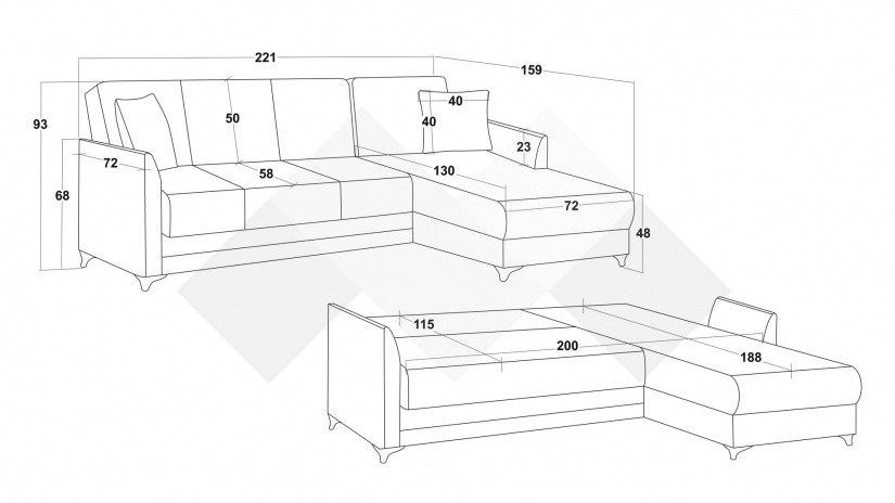 Ъглов диван Сафо универсален ъгъл сив - изглед 9