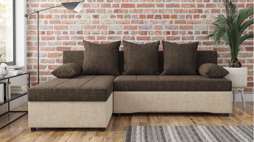 Ъглов диван Селин кафяв със светло кафяво - изглед 4