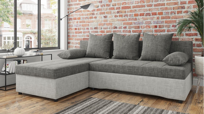 Ъглов диван Селин сив със светло сиво - изглед 2 - МебелМаг Ъглов диван Селин сив със светло сиво - изглед 2