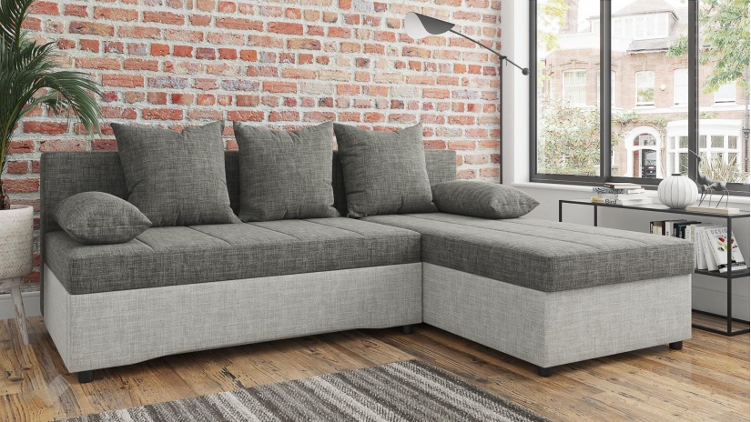 Ъглов диван Селин сив със светло сиво - изглед 1 - МебелМаг Ъглов диван Селин сив със светло сиво - изглед 1