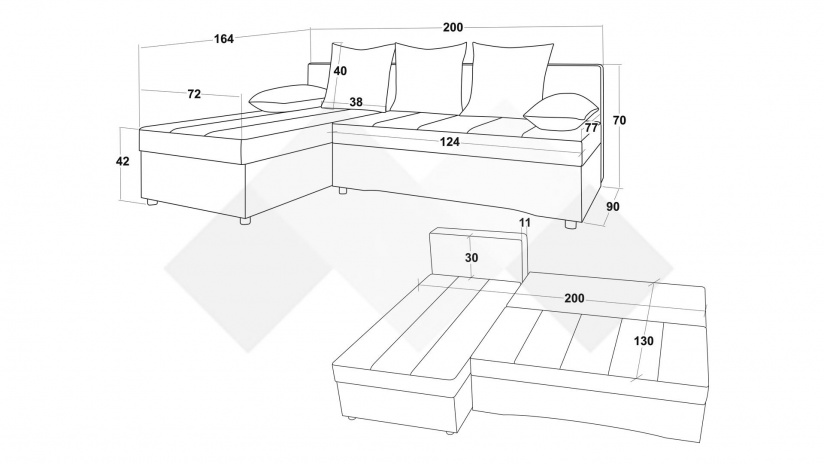 Ъглов диван Селин сив със светло сиво - изглед 12 - МебелМаг Ъглов диван Селин сив със светло сиво - изглед 12