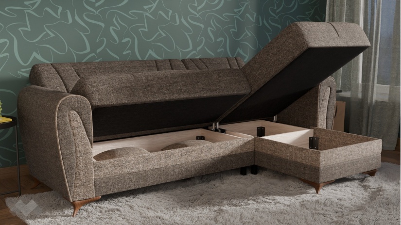 Ъглов диван Серен универсален ъгъл кафяв - изглед 5