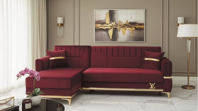 Ъглов диван Верино универсален ъгъл червен - изглед 2 - МебелМаг Ъглов диван Верино универсален ъгъл червен - изглед 2