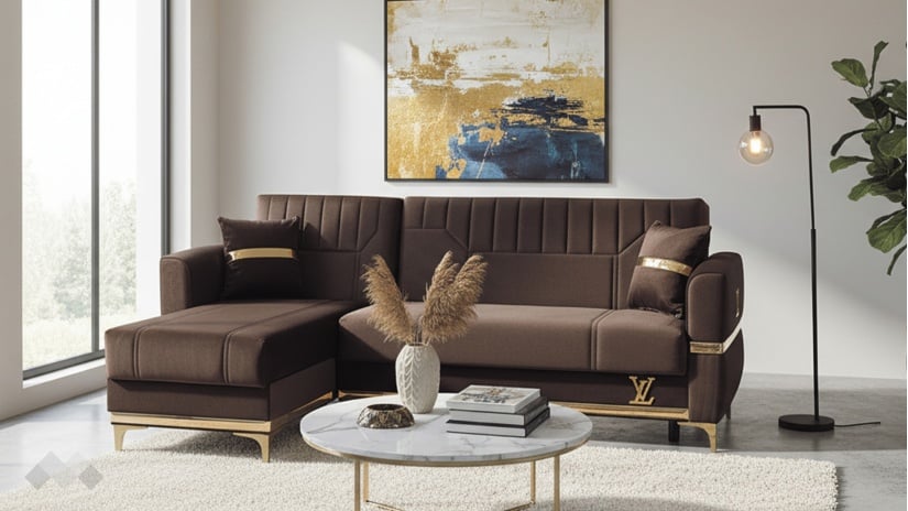 Ъглов диван Верино универсален ъгъл кафяв - изглед 1 - МебелМаг Ъглов диван Верино универсален ъгъл кафяв - изглед 1