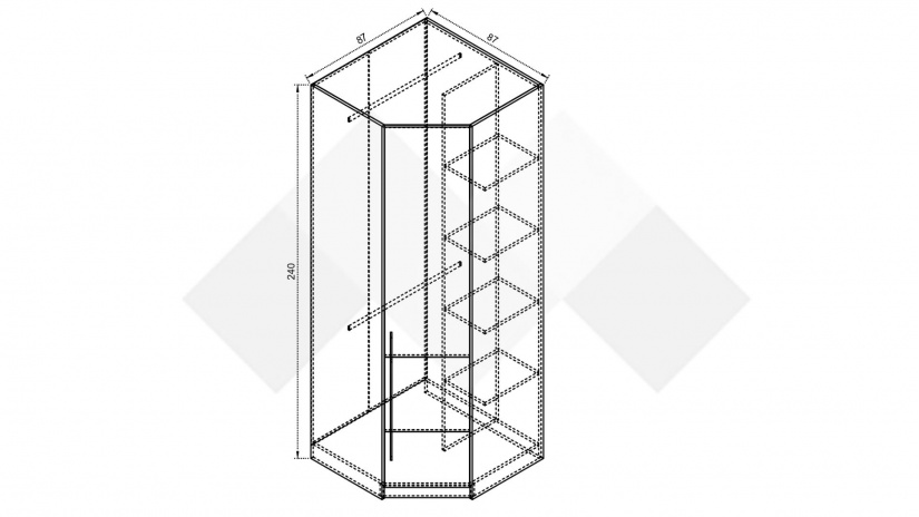 Гардероб Комо ъглови дъб ърбан ойстър с бяло - изглед 2