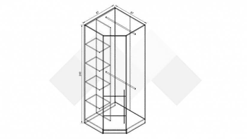 Гардероб Комо ъглови орех селект тъмен с кашмир - изглед 2