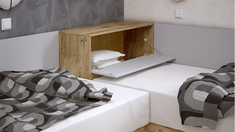 Ъглови легла 82/190 Селтик келтски дъб със светло сиво - изглед 3