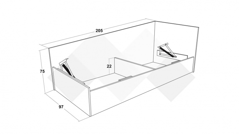 Ъглово легло 90/200 Селтик келтски дъб със светло сиво - изглед 3
