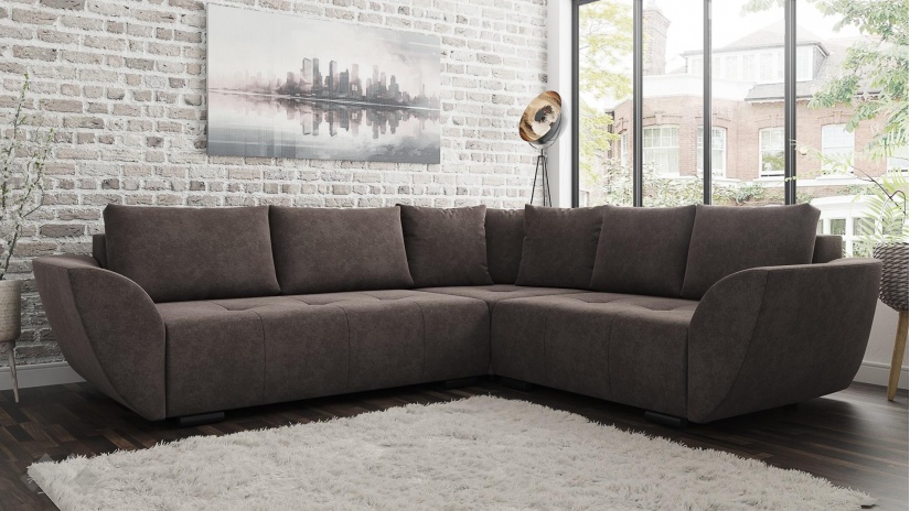Ъглов диван Сиера с посока кафяв - изглед 1