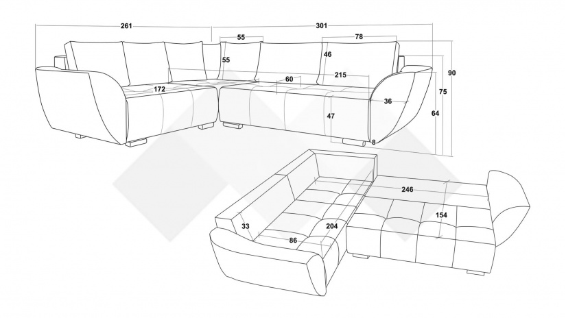 Ъглов диван Сиера с посока сив - изглед 5