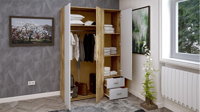 Гардероб Селтик трикрилни келтски дъб със светло сиво - изглед 2