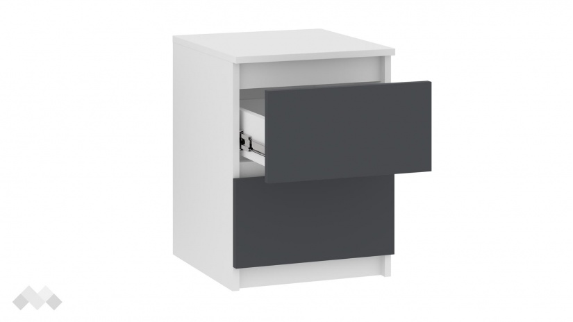 Нощен шкаф Никола бял с антрацит - изглед 3